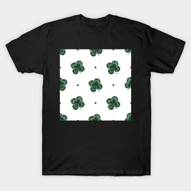 Lucky four leaf clover shamrock print T-Shirt by bettyretro